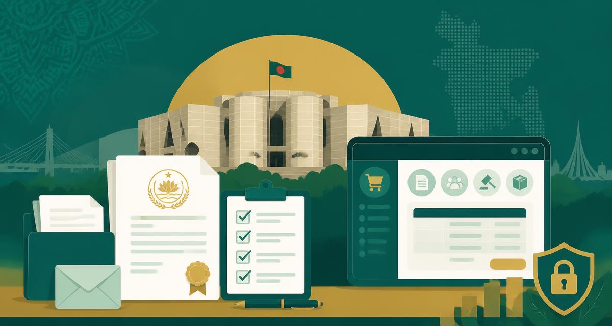 Illustration of Bangladesh e-GP tender documents, checklist and the eprocure.gov.bd portal